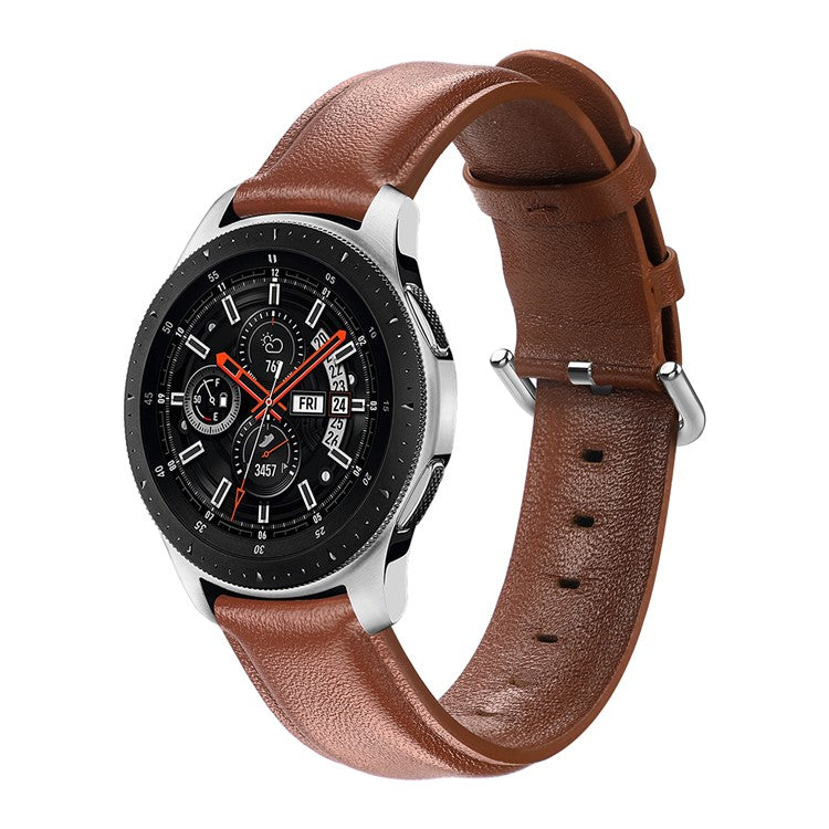 22mm Genuine Leather Smart Watch Replacement Strap for Samsung Galaxy Watch 46mm - Brown