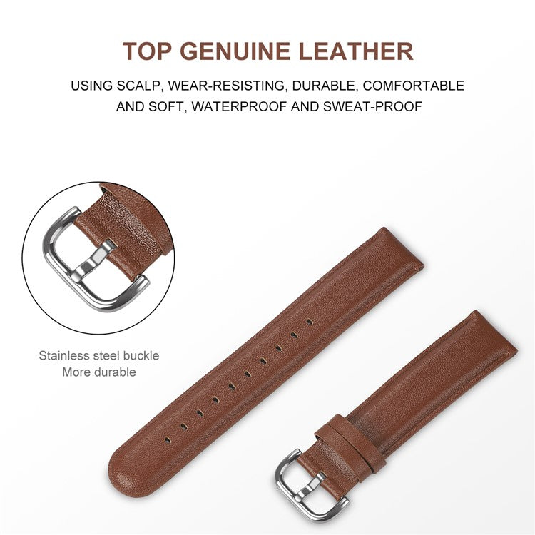 22mm Genuine Leather Smart Watch Replacement Strap for Samsung Galaxy Watch 46mm - Brown