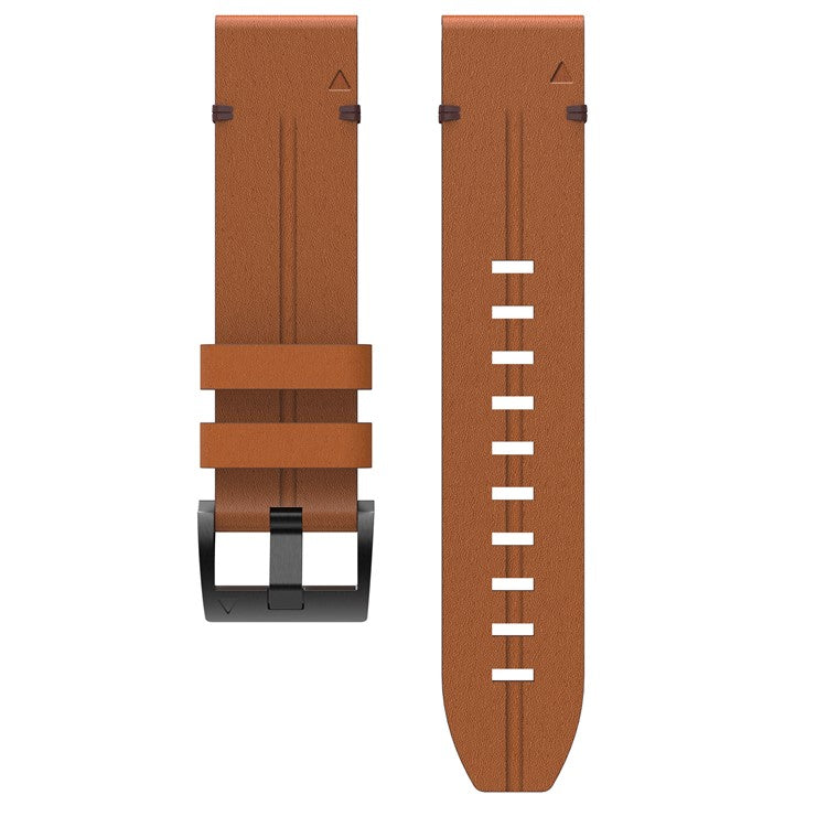 For Garmin Fenix 6X Genuine Leather Smart Watch Replacement Band Wrist Strap - Brown