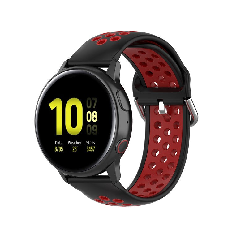 20mm Dual-color PC Replacement Smart Watchband for Samsung Galaxy Watch Active/Active2 - Black/Red