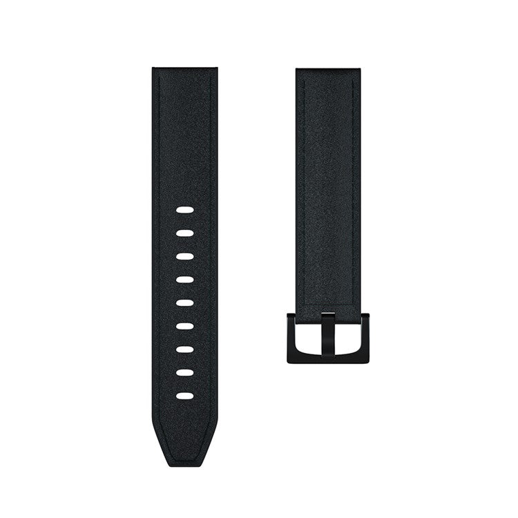 20mm Genuine Leather + Silicone Hybrid Watchband Strap Black Buckle for Huawei Watch GT 2 42mm - All Black