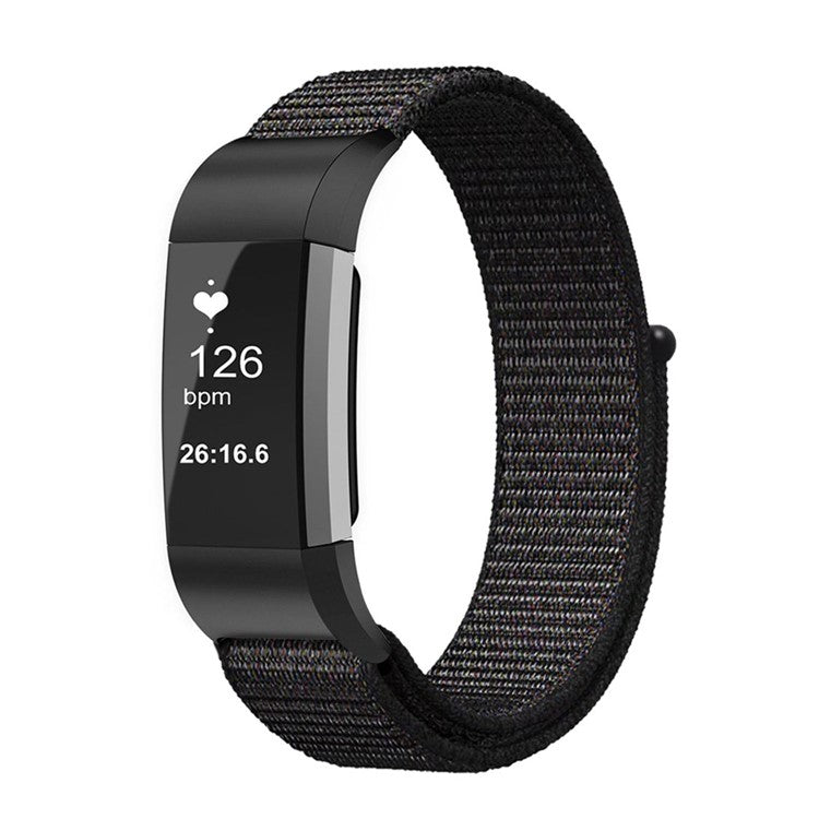 Loop Fastener Nylon Weaven  Smart Watch Strap for Fitbit Charge 2 - Dark Grey