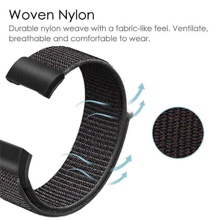Loop Fastener Nylon Weaven  Smart Watch Strap for Fitbit Charge 2 - Dark Grey