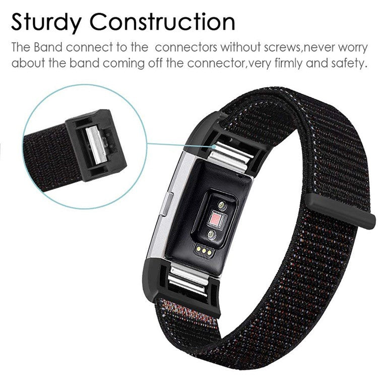 Loop Fastener Nylon Weaven  Smart Watch Strap for Fitbit Charge 2 - Dark Grey