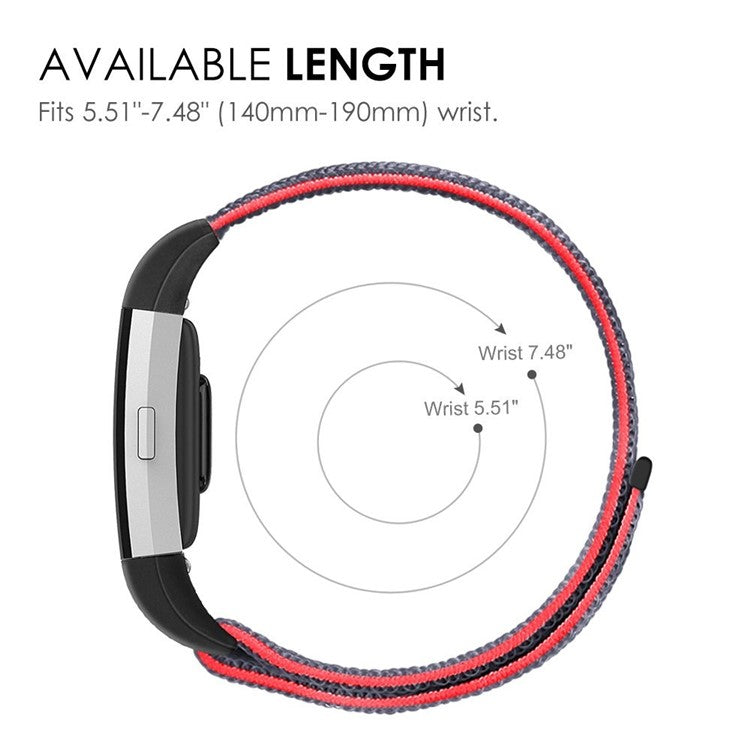 Loop Fastener Nylon Weaven Smart Watch Strap for Fitbit Charge 2 - Black/Red
