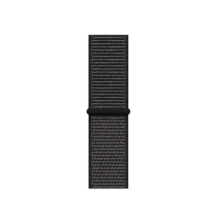 Solid Color Nylon Loop Fastener Smart Watch Strap for Apple Watch Series 10 42mm / 9 8 7 41mm / SE (2023) SE (2022) SE 6 5 4 40mm / 3 2 1 38mm - Black