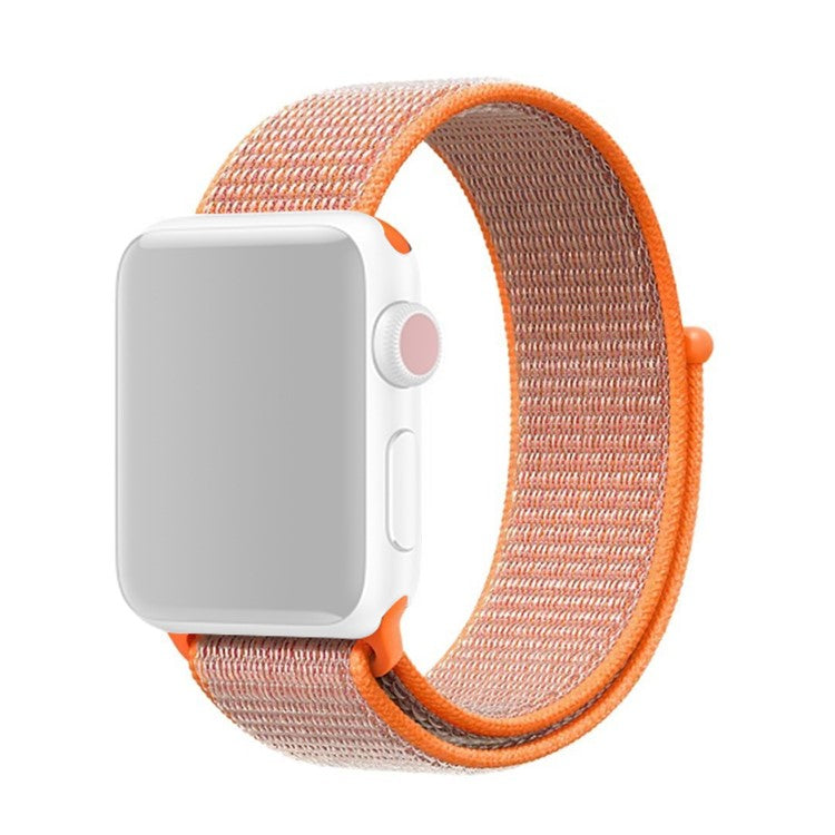 Solid Color Nylon Loop Fastener Smart Watch Strap for Apple Watch Series 10 42mm / 9 8 7 41mm / SE (2023) SE (2022) SE 6 5 4 40mm / 3 2 1 38mm - Orange