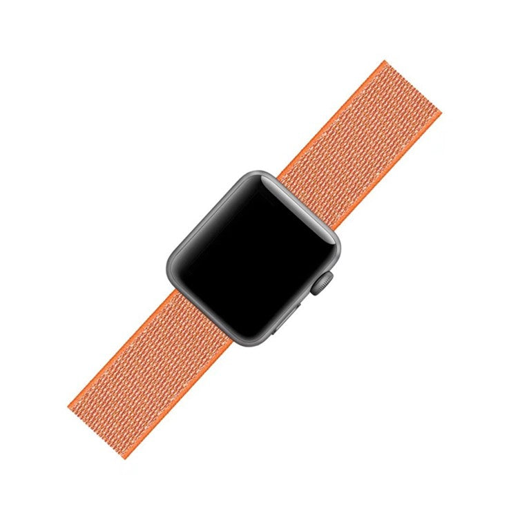 Solid Color Nylon Loop Fastener Smart Watch Strap for Apple Watch Series 10 42mm / 9 8 7 41mm / SE (2023) SE (2022) SE 6 5 4 40mm / 3 2 1 38mm - Orange