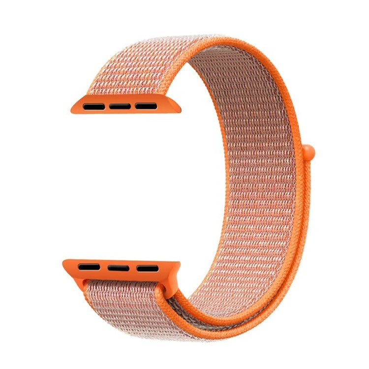 Solid Color Nylon Loop Fastener Smart Watch Strap for Apple Watch Series 10 42mm / 9 8 7 41mm / SE (2023) SE (2022) SE 6 5 4 40mm / 3 2 1 38mm - Orange