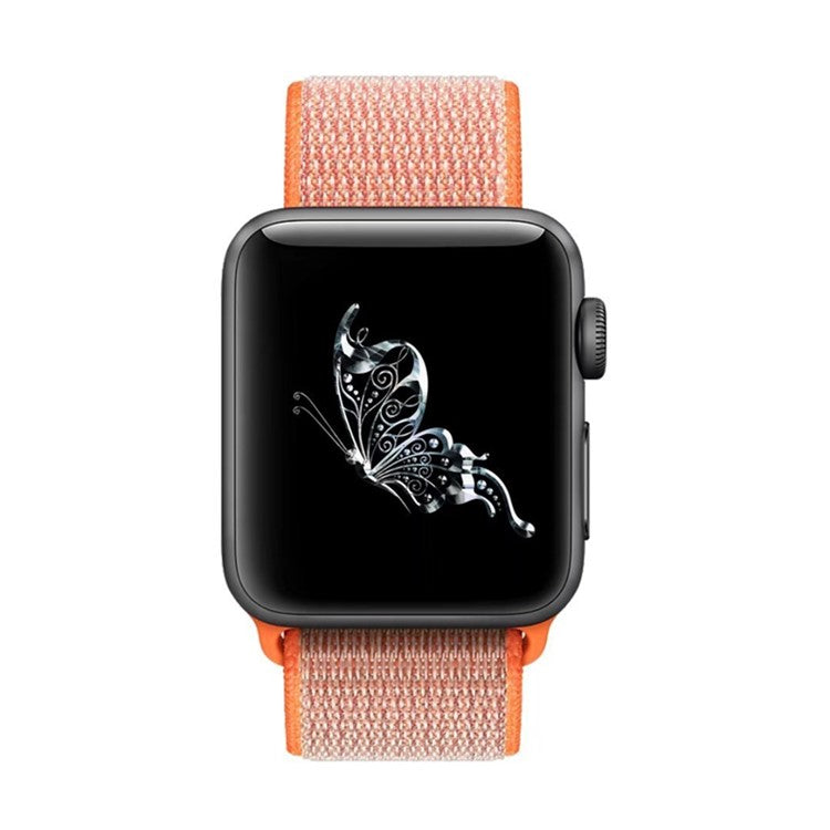 Solid Color Nylon Loop Fastener Smart Watch Strap for Apple Watch Series 10 42mm / 9 8 7 41mm / SE (2023) SE (2022) SE 6 5 4 40mm / 3 2 1 38mm - Orange