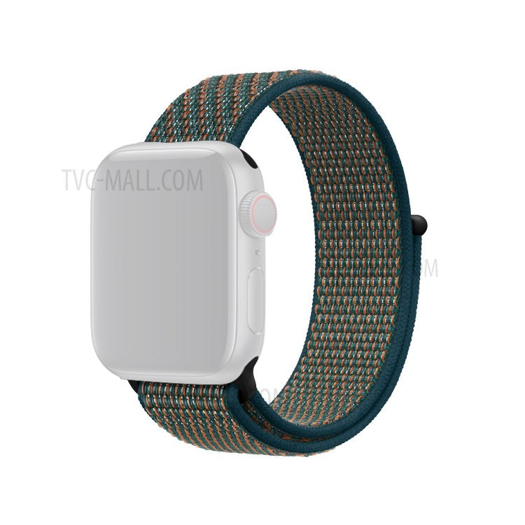 Nylon Weaven Loop Fastener Smart Bracelet Band for Apple Watch Series 10 46mm / Ultra 2 Ultra 49mm / 9 8 7 45mm / SE (2023) SE (2022) SE 6 5 4 44mm / 3 2 1 42mm - Orange / Green