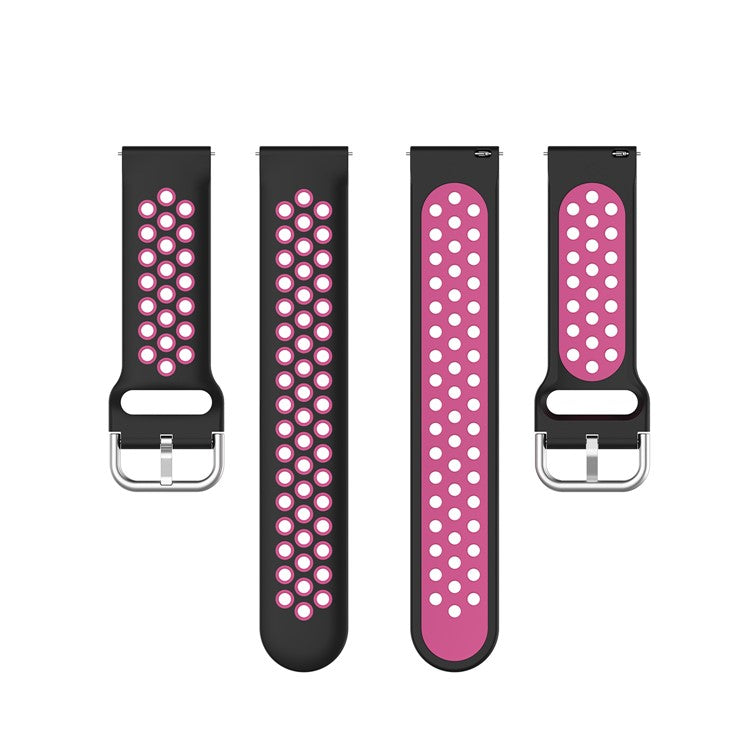 22mm Bi-color Silicone Smart Watch Band for Samsung Galaxy Watch 46mm/Gear S3/Huawei Watch GT 2e/GT 42mm, 46mm/GT 2 46mm - Black/Rose