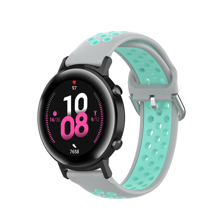 20mm Dual Color Silicone Smart Watch Strap for Huami Amazfit Youth Edition/Huawei GT2 42MM - Grey/Cyan