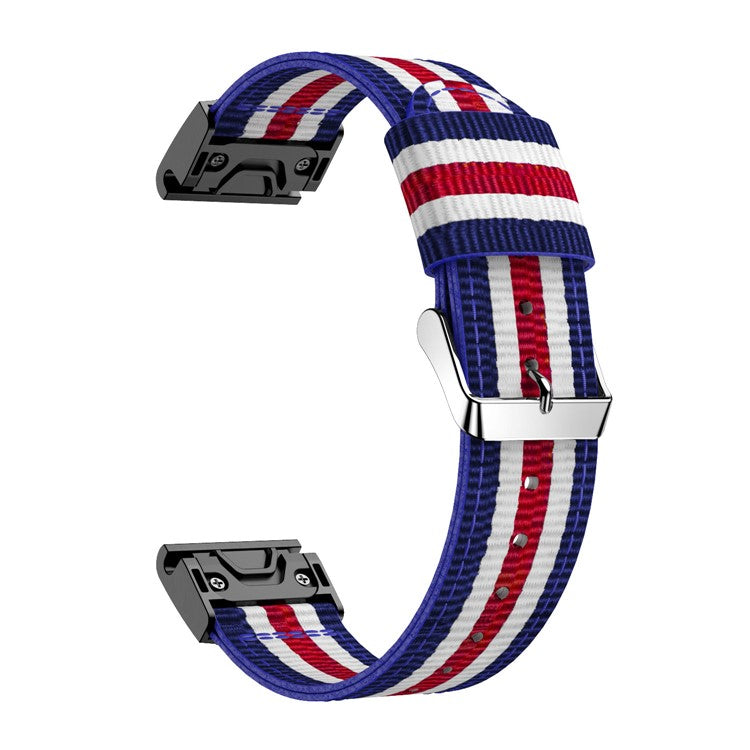 Nylon Watch Wrist Strap Replacement for Garmin Fenix 5X - Blue / White / Red / White / Blue