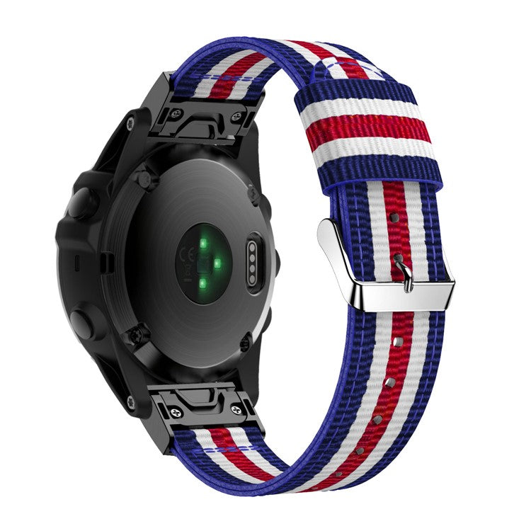 Nylon Watch Wrist Strap Replacement for Garmin Fenix 5X - Blue / White / Red / White / Blue