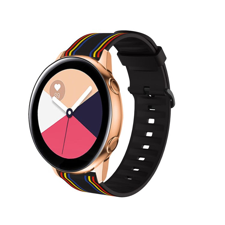 22mm Twill Color-blocking Silicone Strap for Samsung Gear S3/Galaxy Watch 46mm/Huawei GT2 46mm/Huami Amazfit Watch 1/2/GTR 47mm - Black/Colorful