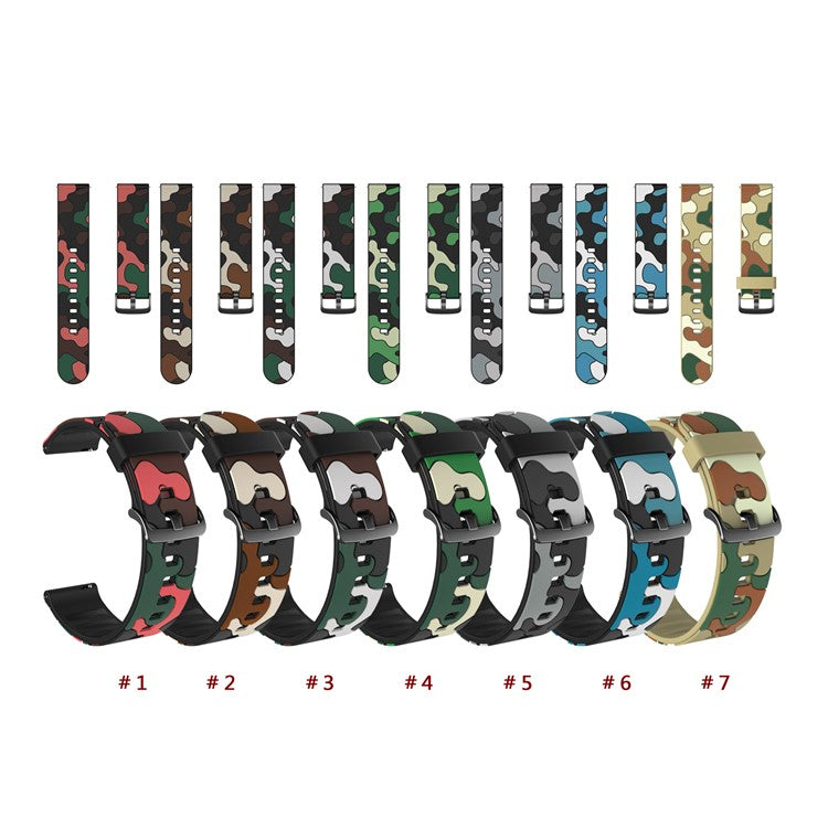 20mm Camouflage Skin Silicone Watch Band for Samsung Galaxy Watch Active1/2/Watch 42mm/Gear Sport/Huami Amazfit GTR 42mm/Bip GTS/Garmin Vivoactive 3/Move HR/Huawei Watch GT2 42mm - Red