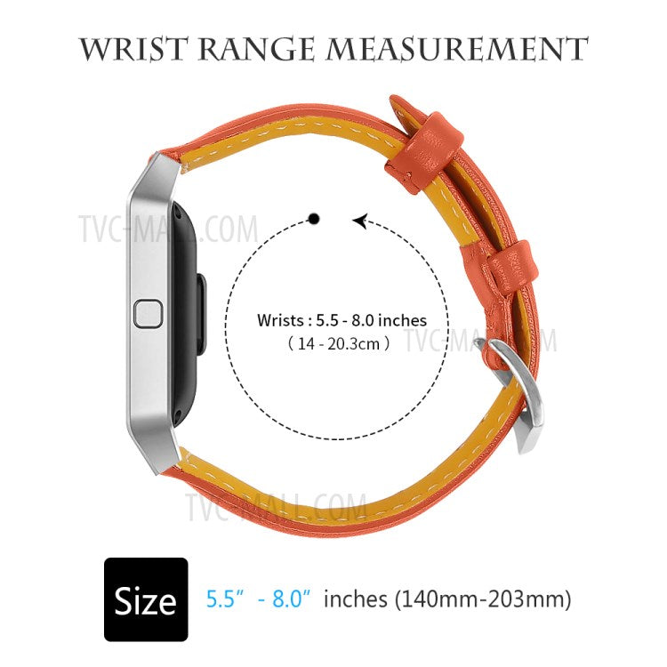 Top Layer Cowhide Leather Smart Watch Band for Fitbit Blaze - Orange