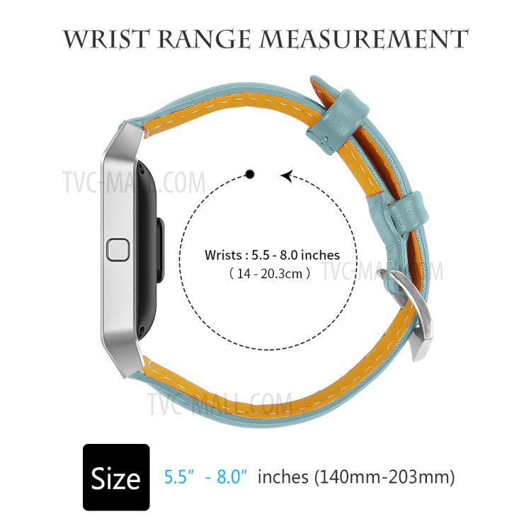 Top Layer Cowhide Leather Smart Watch Band for Fitbit Blaze - Blue