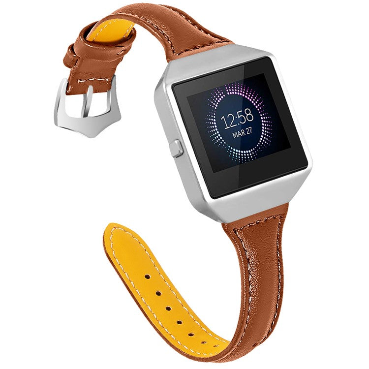 Top Layer Cowhide Leather Smart Watch Band for Fitbit Blaze - Brown