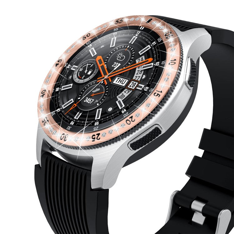 Rhinestone Decor Index Ring Stainless Steel Watch Bezel Ring for Samsung Galaxy Watch 46mm - Rose Gold