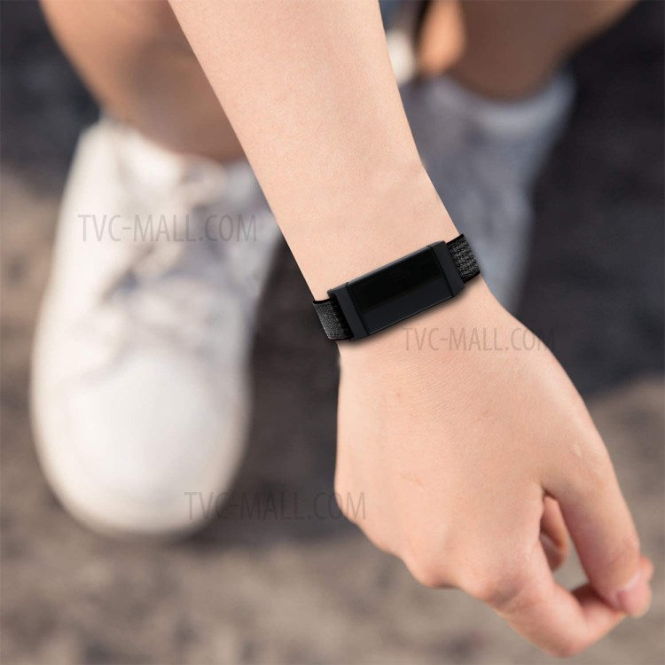 Nylon Knit Loop Fastener Smart Watch Strap for Fitbit Charge 4/3 - Black/White