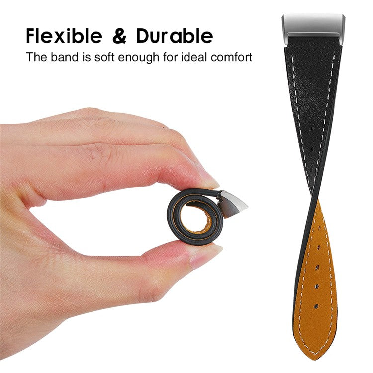 For Fitbit Charge 4/3 Watch Strap Genuine Leather Smart Watch Band Replacement - Black