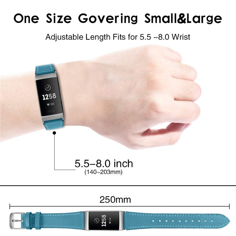 For Fitbit Charge 4/3 Watch Strap Genuine Leather Smart Watch Band Replacement - Blue
