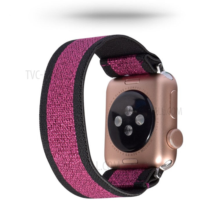 Color Matching Nylon Watch Band for Apple Watch Series 8 45mm / Ultra 49mm / Ultra 2 49mm / Series 9 45mm / SE (2023) 44mm / 7 45mm / Series 6 / SE / SE (2022) 44m / 5 / 4 44mm / Series 3 2 1 Watch 42mm - Black / Rose