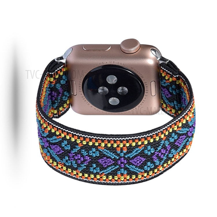 Color Matching Nylon Watch Band for Apple Watch Series 8 45mm / Ultra 49mm / Ultra 2 49mm / Series 9 45mm / SE (2023) 44mm / 7 45mm / Series 6 / SE / SE (2022) 44m / 5 / 4 44mm / Series 3 2 1 Watch 42mm - National Style