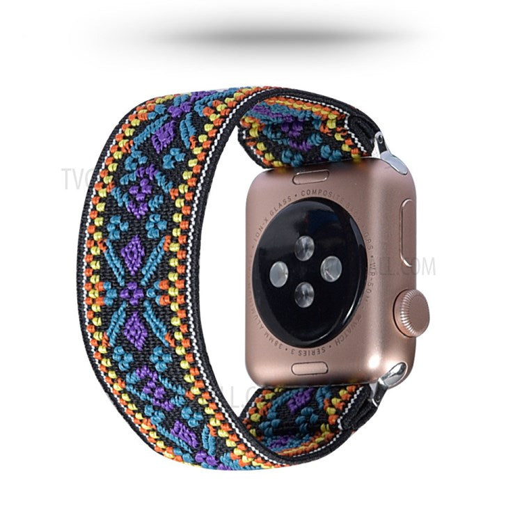 Color Matching Nylon Watch Band for Apple Watch Series 8 45mm / Ultra 49mm / Ultra 2 49mm / Series 9 45mm / SE (2023) 44mm / 7 45mm / Series 6 / SE / SE (2022) 44m / 5 / 4 44mm / Series 3 2 1 Watch 42mm - National Style