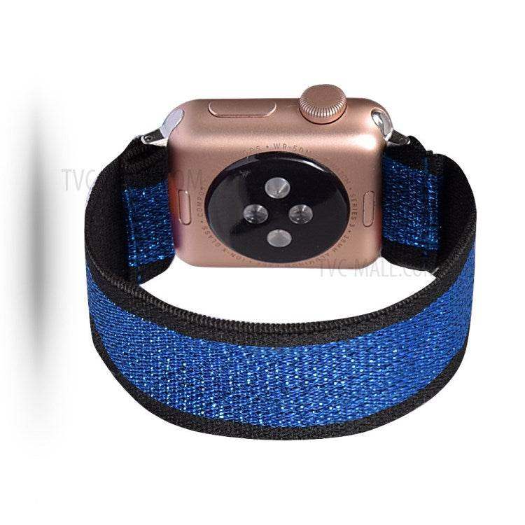 Color Matching Printing Nylon Watch Band for Apple Watch Series 10 42mm / 9 8 7 41mm / 6 5 4 SE SE (2022) SE (2023) 40mm / 3 2 1 38mm - Black / Blue