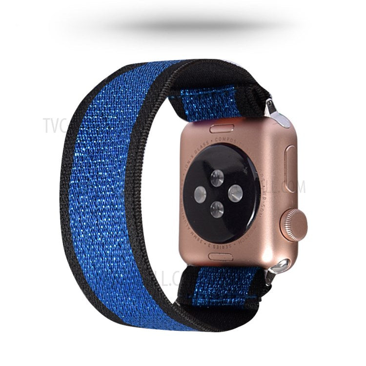 Color Matching Printing Nylon Watch Band for Apple Watch Series 10 42mm / 9 8 7 41mm / 6 5 4 SE SE (2022) SE (2023) 40mm / 3 2 1 38mm - Black / Blue