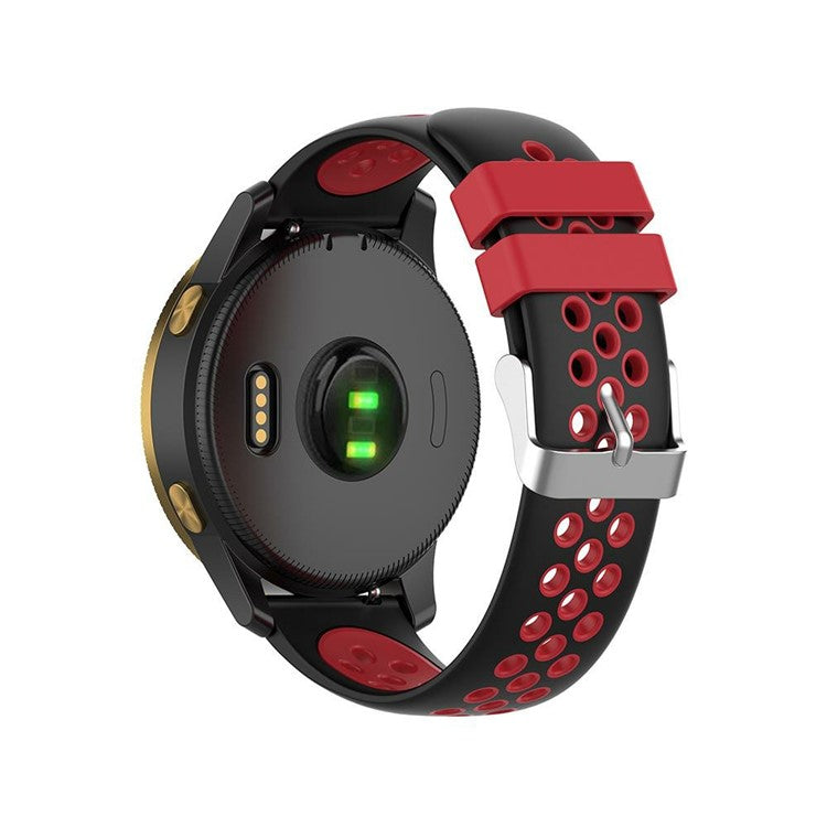 22mm Bi-color Silicone Watch Band for Samsung S3/S4/Galaxy Watch 46mm - Black/Red
