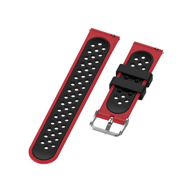 22mm Bi-color Silicone Watch Band for Samsung S3/S4/Galaxy Watch 46mm - Black/Red