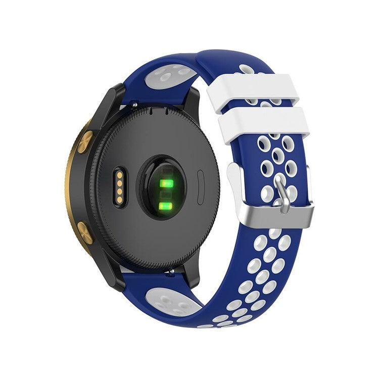 22mm Bi-color Silicone Watch Band for Samsung S3/S4/Galaxy Watch 46mm - Blue/White