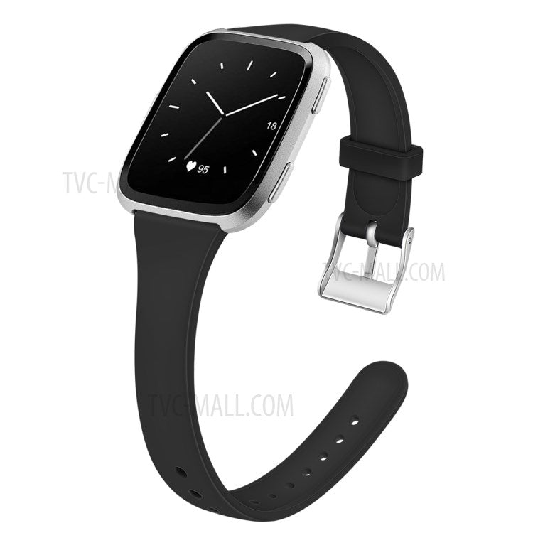 Soft Silicone Watch Band Replacement for Fitbit Versa / Versa 2 - Black
