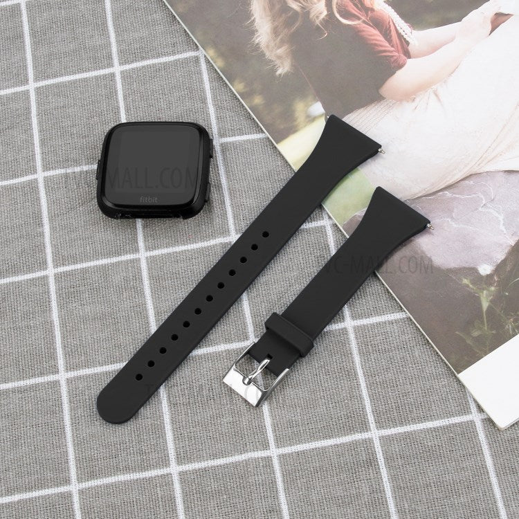 Soft Silicone Watch Band Replacement for Fitbit Versa / Versa 2 - Black
