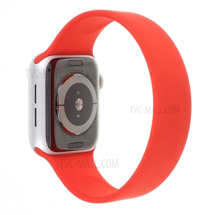 Silicone Smart Watch Band Wrist Strap for Apple Watch Series 8 45mm / Ultra 49mm / Ultra 2 49mm / Series 9 45mm / SE (2023) 44mm / 7 45mm / Series 4 / 5 / 6 / SE / SE (2022) 44mm / Series 1 / 2 / 3 42mm, Size: L - Red