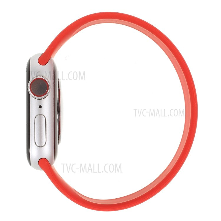 Silicone Smart Watch Band Wrist Strap for Apple Watch Series 8 45mm / Ultra 49mm / Ultra 2 49mm / Series 9 45mm / SE (2023) 44mm / 7 45mm / Series 4 / 5 / 6 / SE / SE (2022) 44mm / Series 1 / 2 / 3 42mm, Size: L - Red