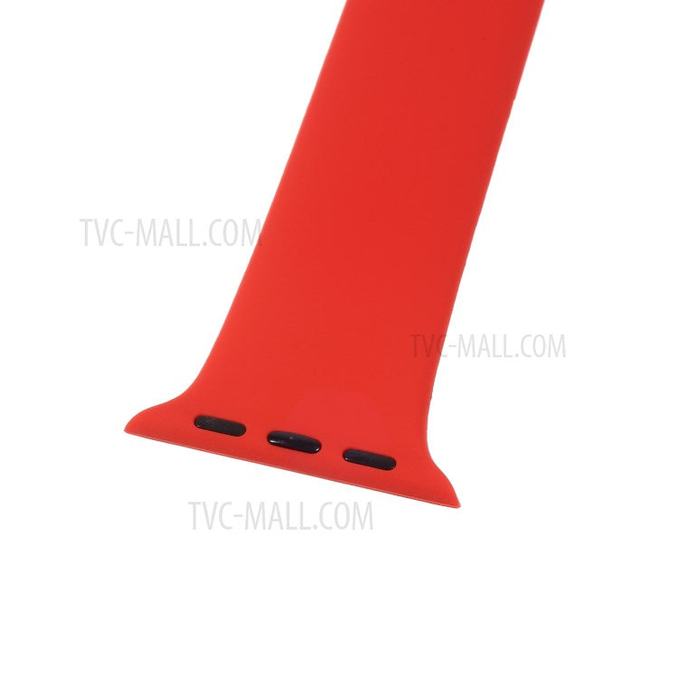 Silicone Smart Watch Band Wrist Strap for Apple Watch Series 8 45mm / Ultra 49mm / Ultra 2 49mm / Series 9 45mm / SE (2023) 44mm / 7 45mm / Series 4 / 5 / 6 / SE / SE (2022) 44mm / Series 1 / 2 / 3 42mm, Size: L - Red