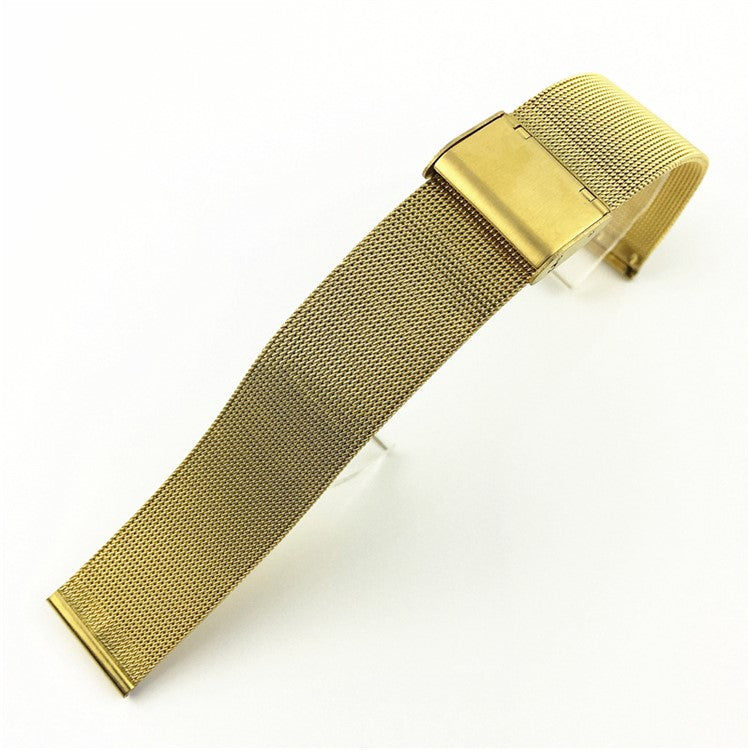 20mm Milanese Stainless Steel Thin Mesh with Buckle Watch Band - Gold