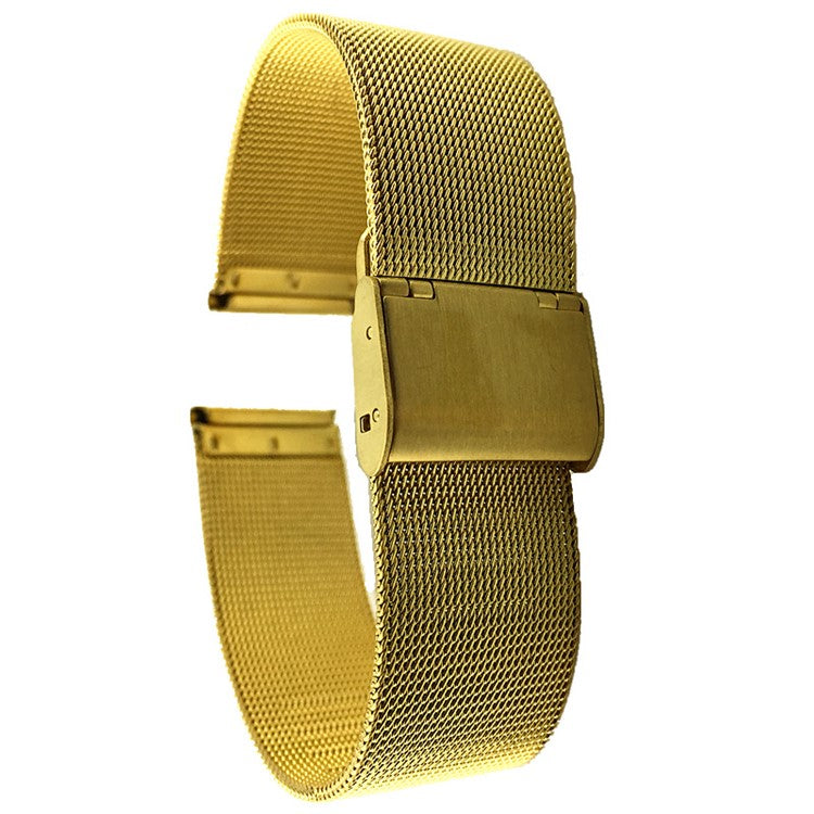20mm Milanese Stainless Steel Thin Mesh with Buckle Watch Band - Gold