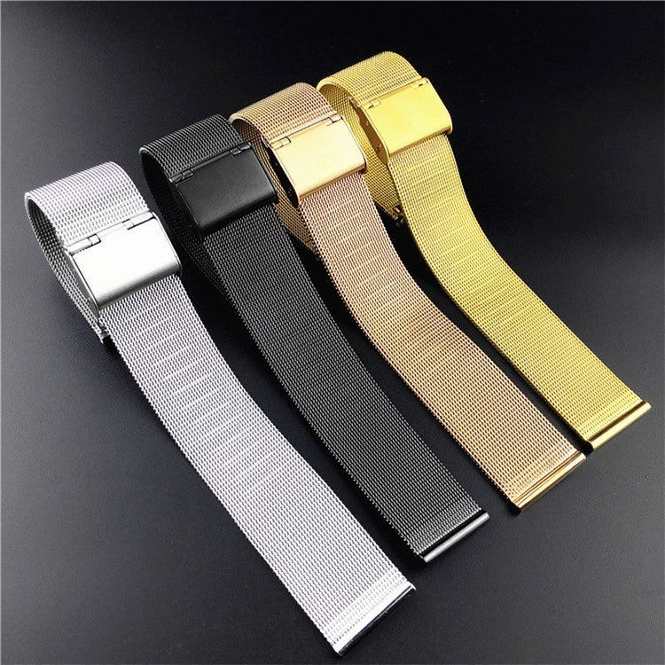 20mm Milanese Stainless Steel Thin Mesh with Buckle Watch Band - Gold