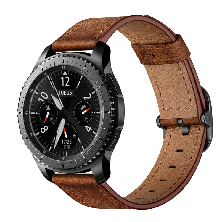Cowhide Leather Watch Band (DS Style) for Samsung Galaxy Gear S3/Ticwatch/Huami Watch Moto 360 - Coffee