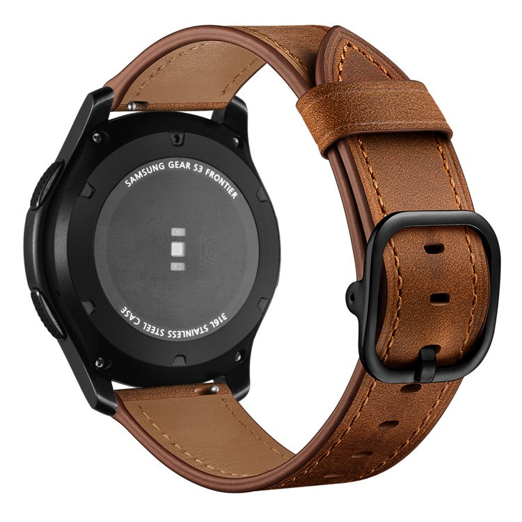 Cowhide Leather Watch Band (DS Style) for Samsung Galaxy Gear S3/Ticwatch/Huami Watch Moto 360 - Coffee