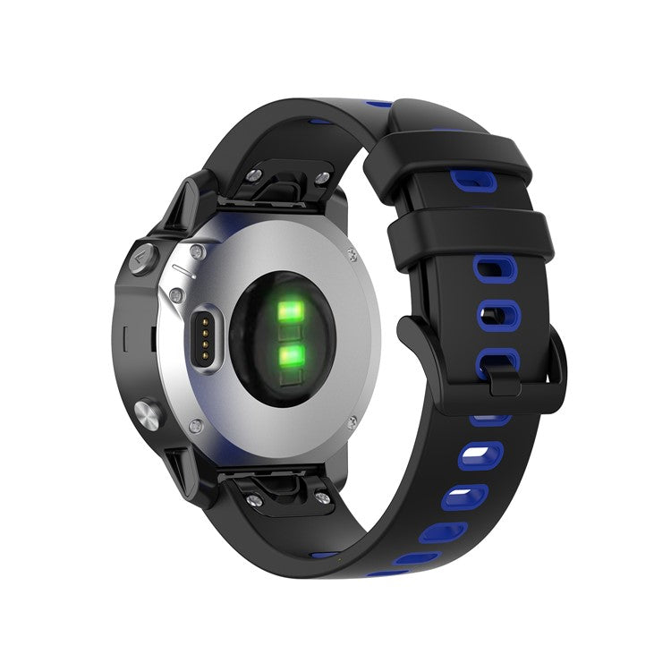 Bi-color Watch Band Silicone Watch Strap for Garmin Fenix 6S/Fenix 5S - Black/Blue