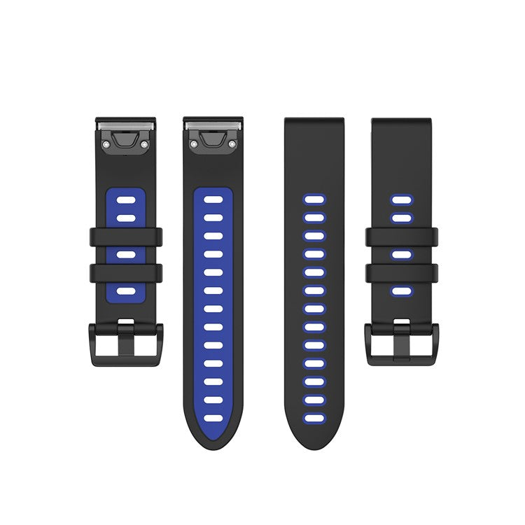 Bi-color Watch Band Silicone Watch Strap for Garmin Fenix 6S/Fenix 5S - Black/Blue