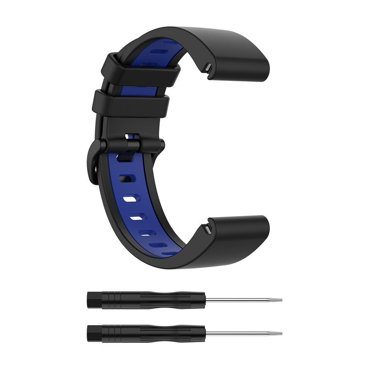 Bi-color Watch Band Silicone Watch Strap for Garmin Fenix 6S/Fenix 5S - Black/Blue