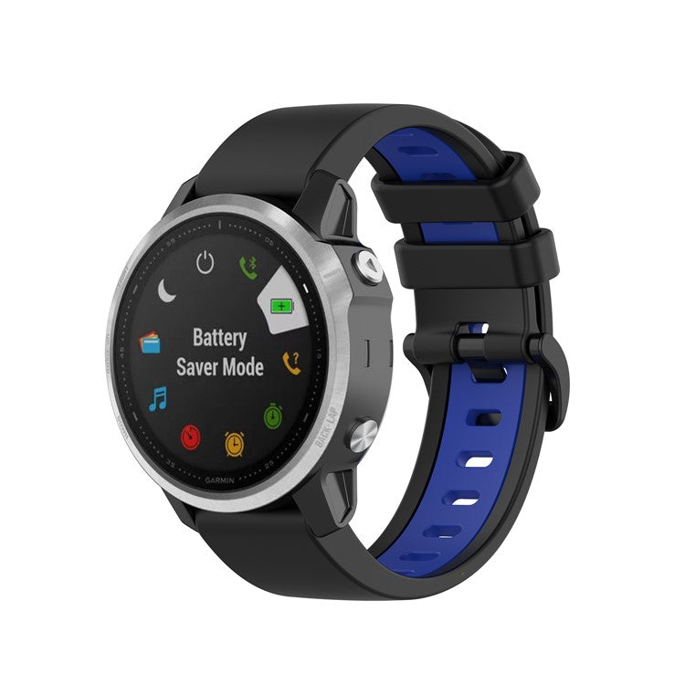Bi-color Watch Band Silicone Watch Strap for Garmin Fenix 6S/Fenix 5S - Black/Blue